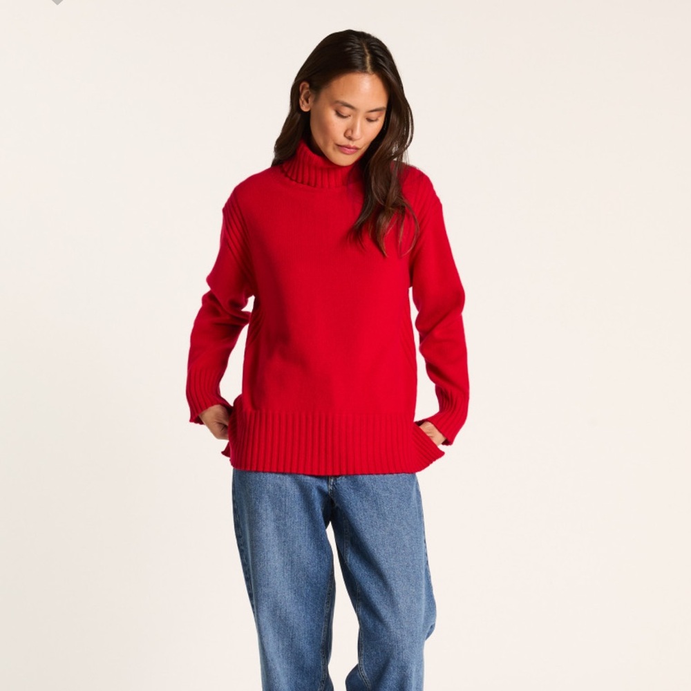 Old Navy Sosoft Red Turtleneck Sweater with Ribbed Trim
